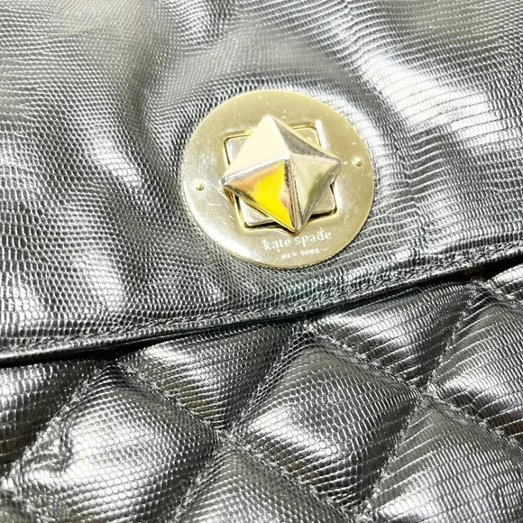 Kate Spade Black Quilted Chain Strap Shoulder Bag Gold Hardware - Picture 6 of 13